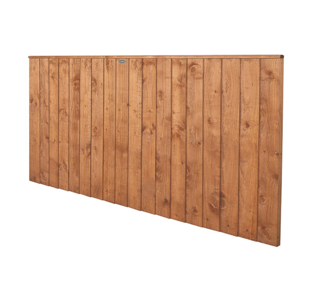 Image of Forest Vertical Board Closeboard Garden Fencing Panel Golden Brown 6' x 3' Pack of 20 