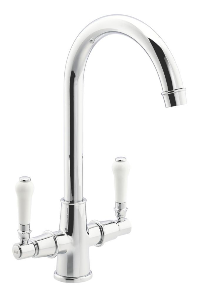 Image of Streame by Abode Keswick Swan Neck Dual Lever Mono Mixer Chrome 