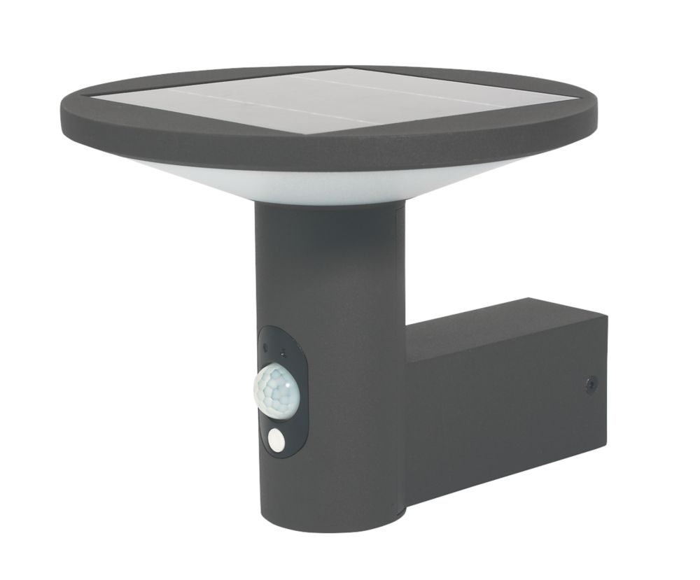 Image of 4lite Outdoor LED Solar Wall Light With PIR Sensor Graphite 210lm 