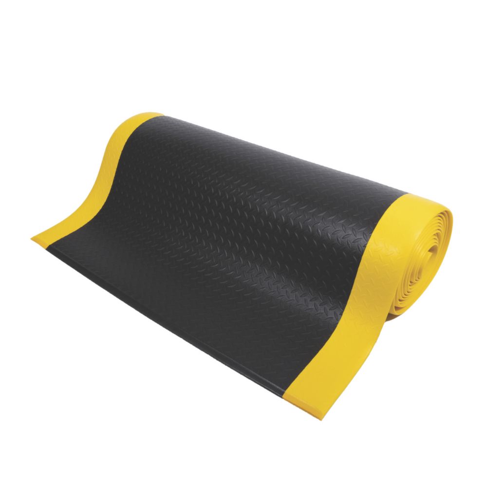 Image of COBA Europe Orthomat Diamond Anti-Fatigue Floor Mat Black / Yellow 18.3m x 1.2m x 9mm 