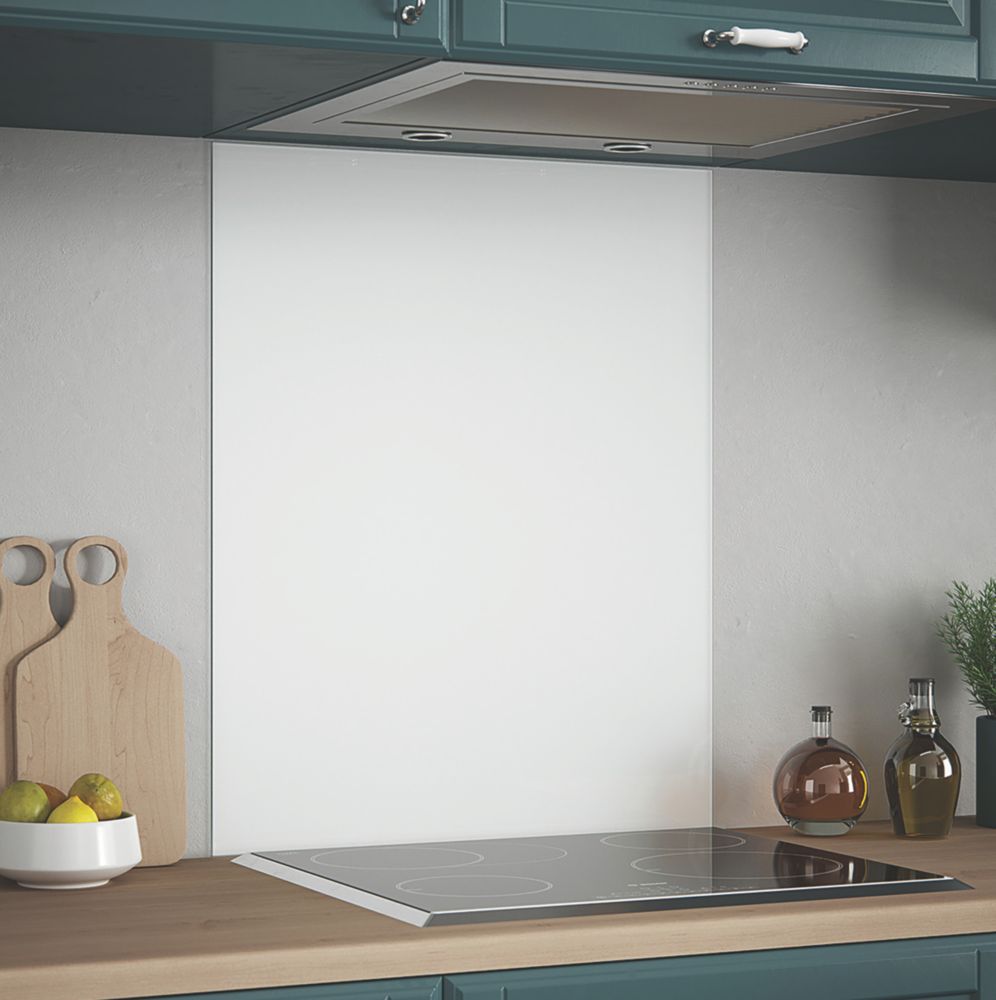 Image of Splashback Ice White Self-Adhesive Glass Kitchen Splashback 600mm x 750mm x 6mm 