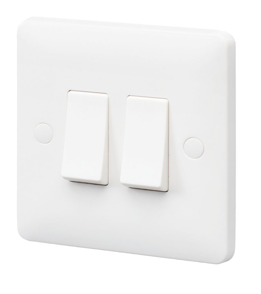 Image of MK Base 10AX 2-Gang 1-Way Light Switch White 