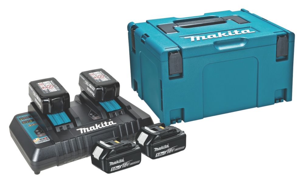 Image of Makita 197627-6 18V 5.0Ah Li-Ion LXT Batteries & Charger Kit 5 Piece Set 