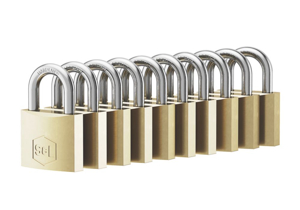 Image of Smith & Locke Brass Keyed Alike Padlock 30mm 10 Pack 