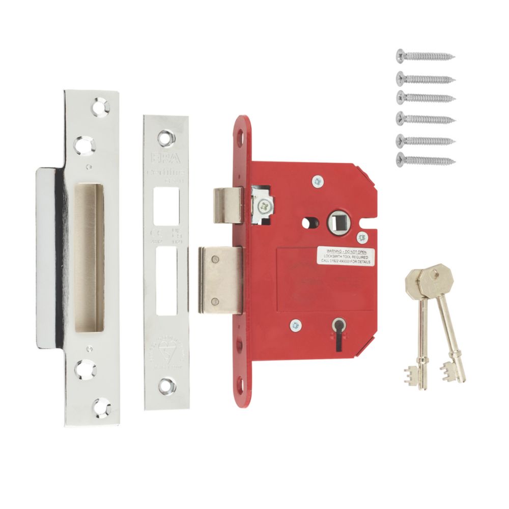 Image of ERA Fire Rated 5 Lever Chrome BS Mortice Sashlock 76mm Case - 56mm Backset 