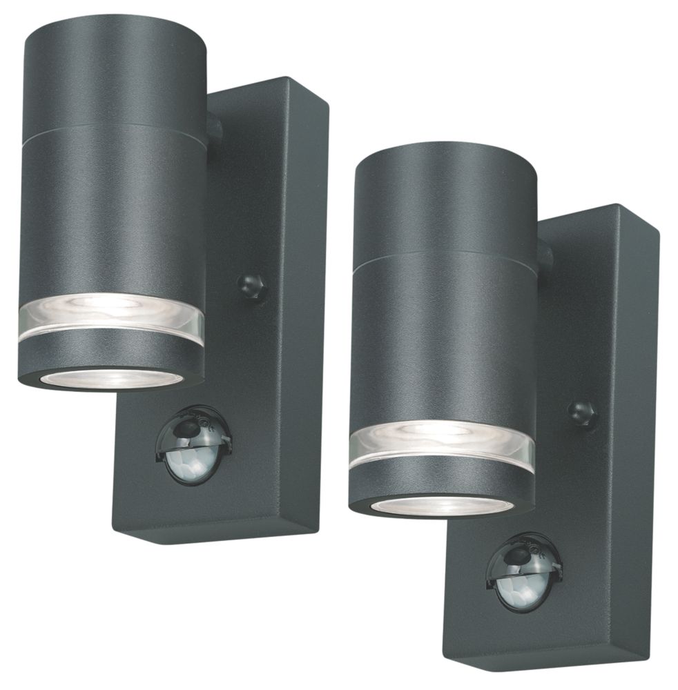 Image of 4lite Marinus Outdoor Wall Light With PIR & Photocell Sensor Anthracite 2 Pack 