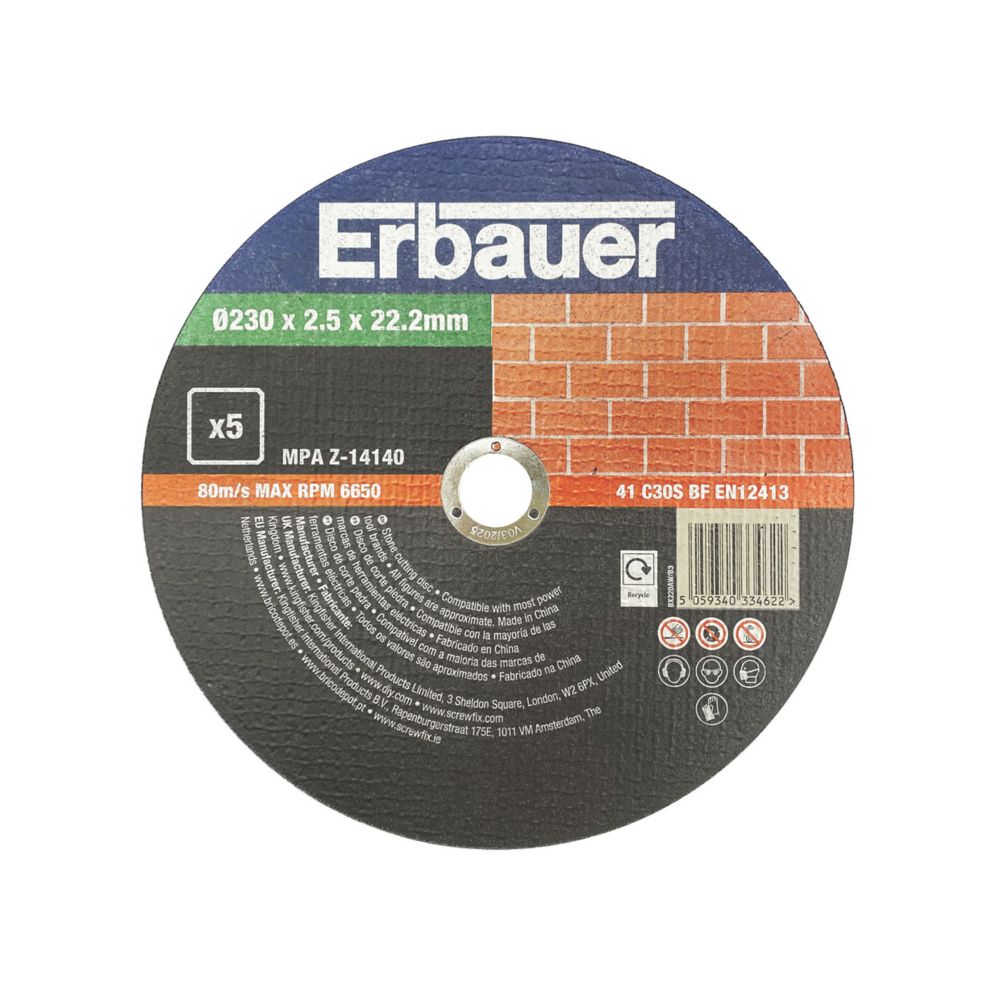 Image of Erbauer Stone Cutting Discs 9" 