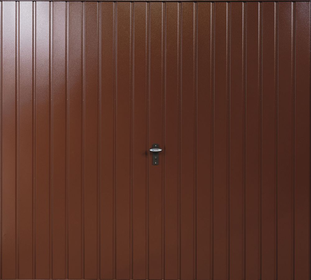 Image of Gliderol Vertical 7' x 7' Non-Insulated Frameless Steel Up & Over Garage Door Mahogany Brown 