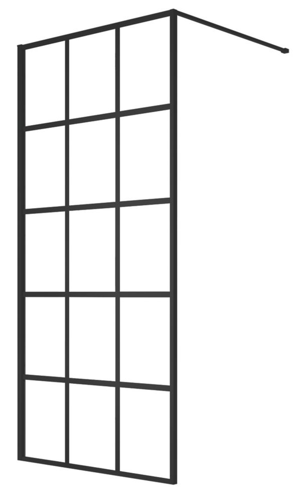 Image of Triton Neo Framed Grid Showerwall Black 900mm x 2000mm 