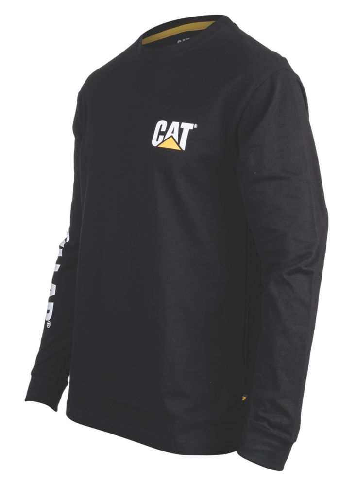 Image of CAT Trademark Banner Long Sleeve T-Shirt Black X Large 46-48" Chest 