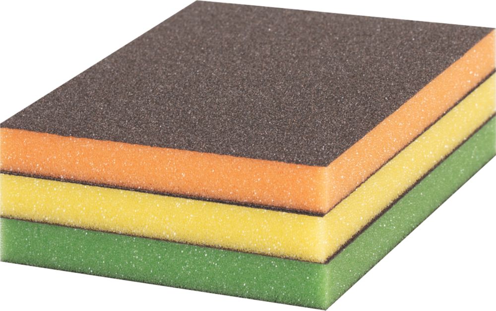Image of Bosch Expert Hand Sanding Sponges 98mm x 120mm Med/Fine/Superfine Grit 3 Pack 