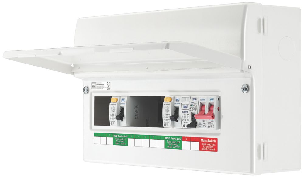 Image of British General Fortress 8-Module 8-Way Part-Populated High Integrity Dual RCD Consumer Unit with SPD 