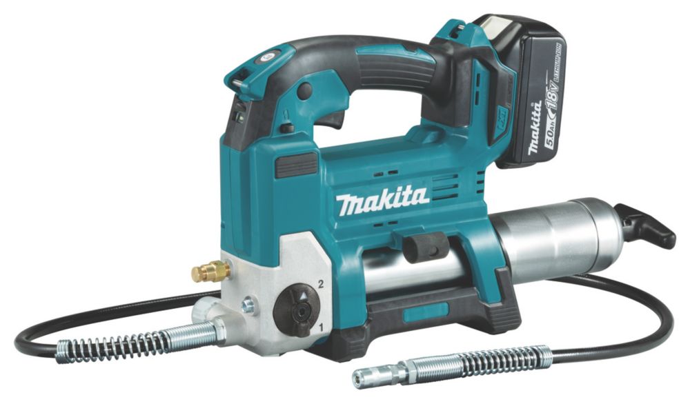 Image of Makita DGP180RT 18V 1 x 5.0Ah Li-Ion LXT Cordless Grease Gun 