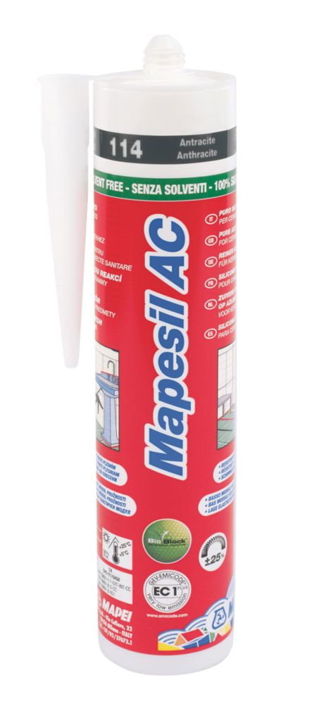 Image of Mapei Mapesil Solvent-Free Silicone Sealant Anthracite 310ml 