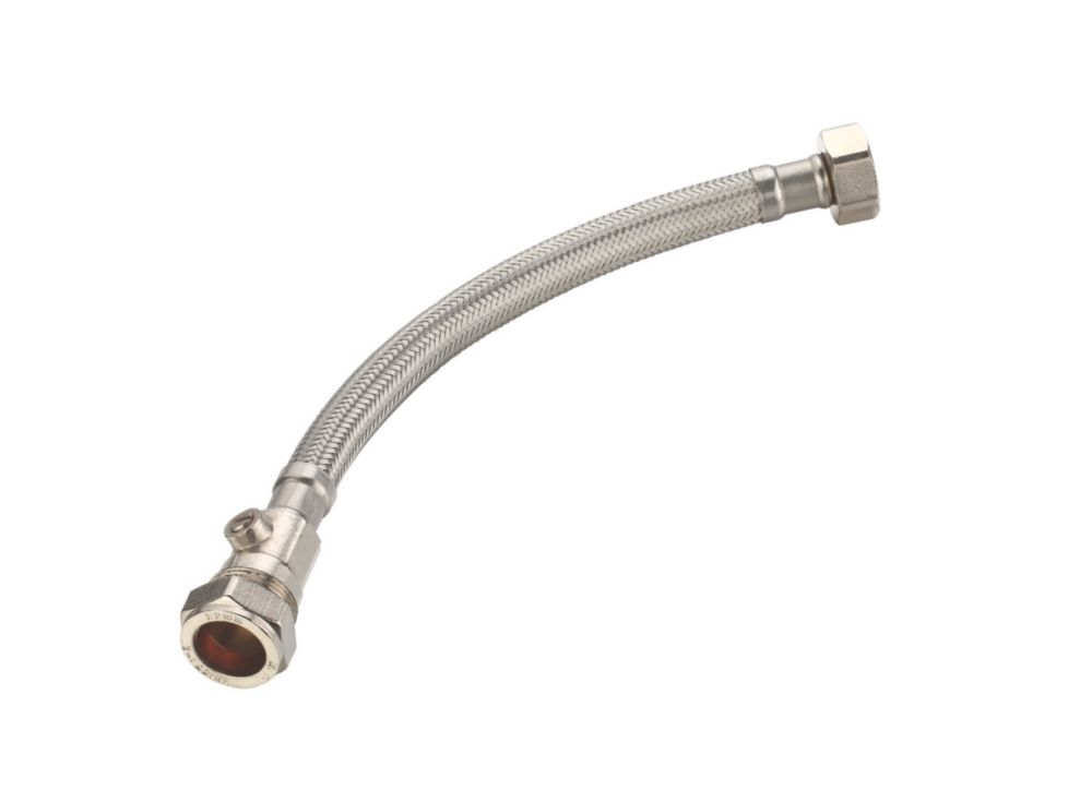 Image of Flexible Tap Connector with Valve 22mm x 3/4" x 300mm 