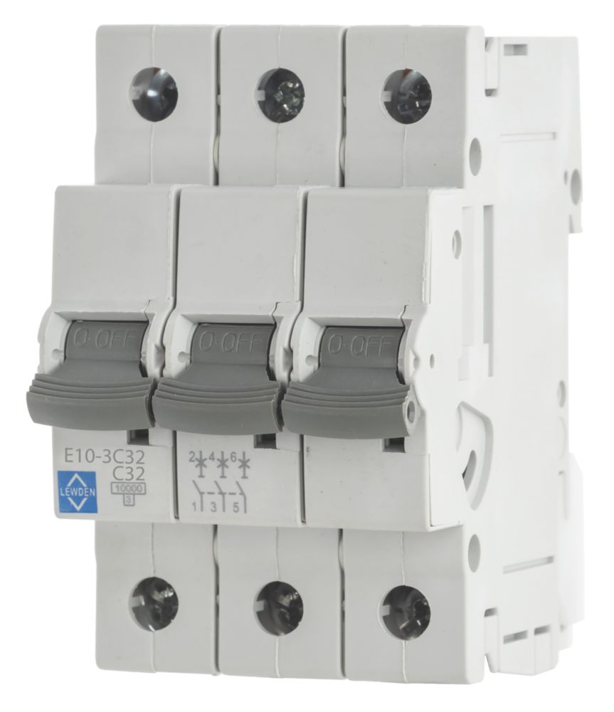 Image of Lewden E10 32A 3-Pole Type C 3-Phase MCB 