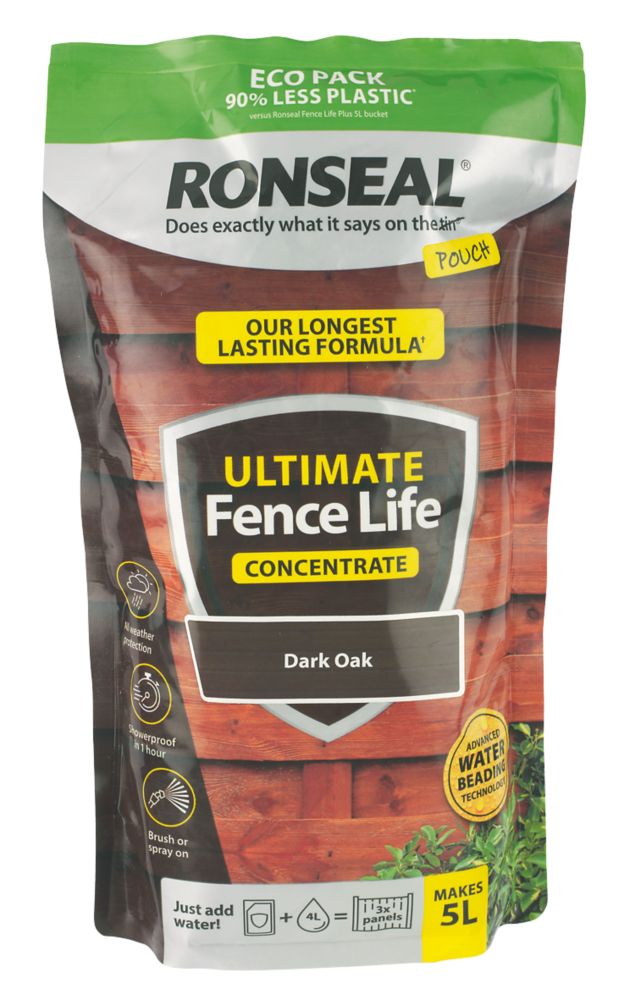 Image of Ronseal Ultimate Fence Life Concentrate Treatment Dark Oak 5L from 950ml 