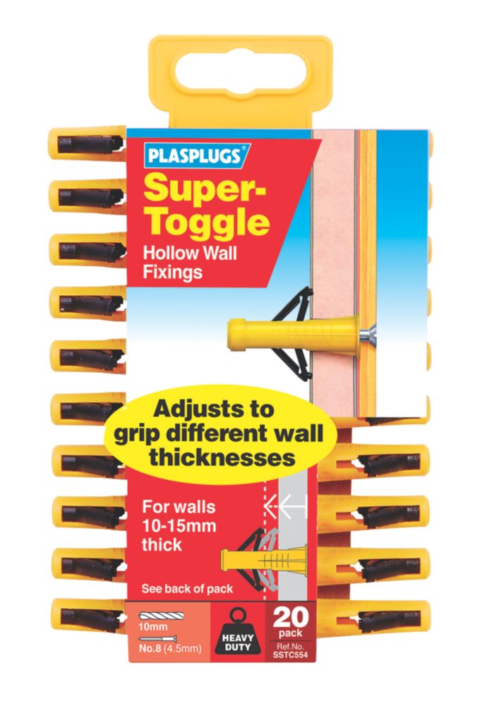 Image of Plasplugs Hollow Wall Fixings 10mm x 37mm 20 Pack 
