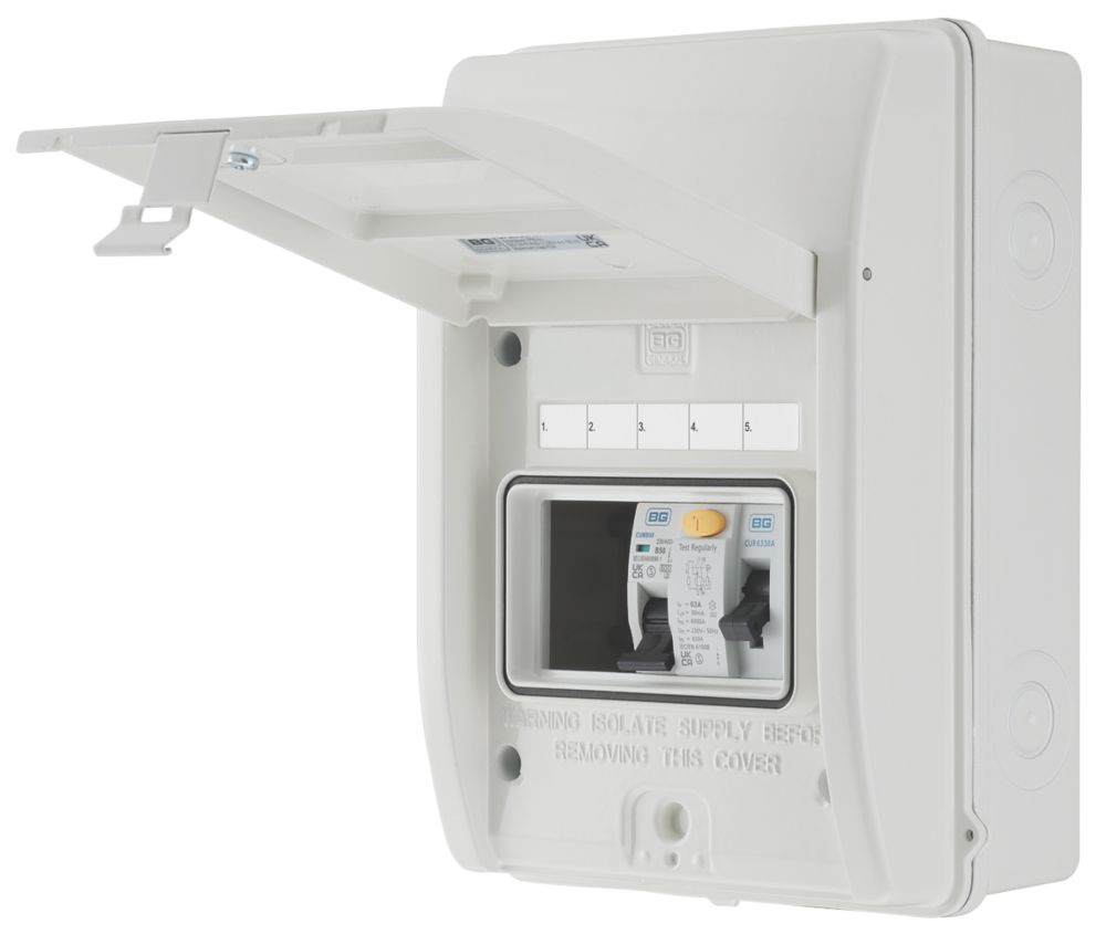 Image of British General Fortress 5-Module 1-Way Populated Shower Consumer Unit 
