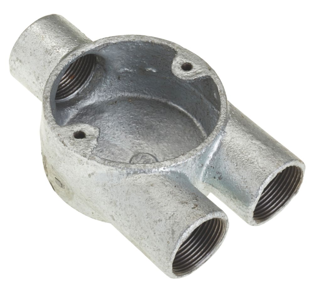 Image of Deta 3 Way 25mm Y Conduit Box Galvanised 