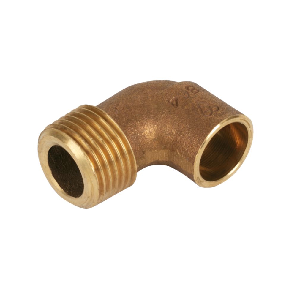 Image of Endex Brass End Feed Adapting 90Â° Male Elbow 15mm x 1/2" 