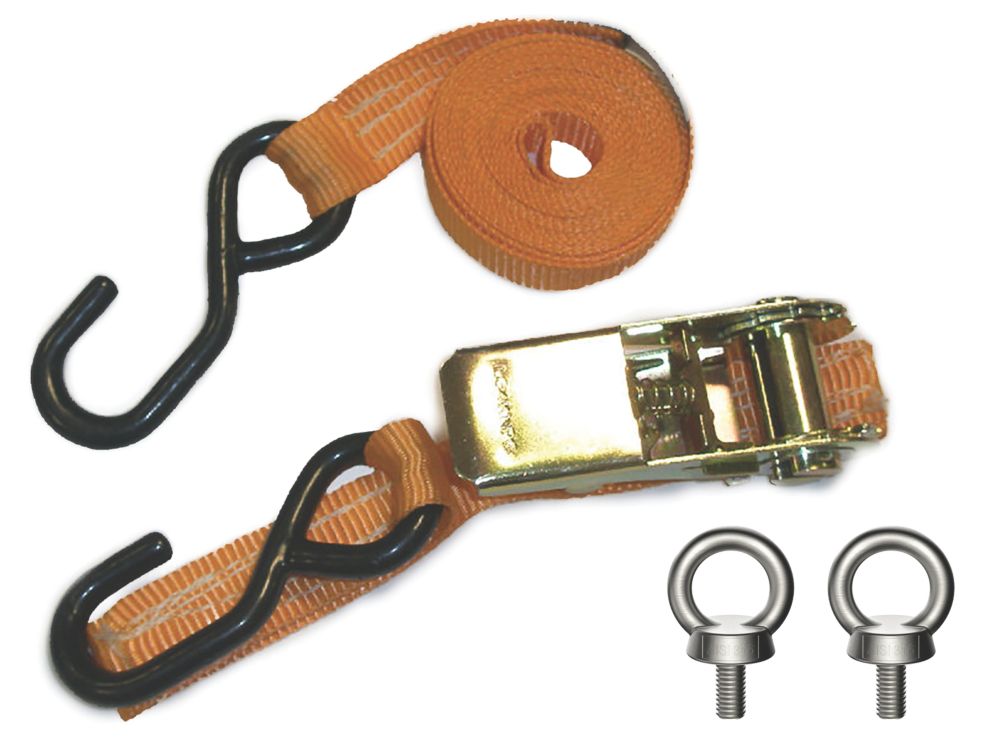Image of Van Guard Ratchet Tie-Down Strap with Hook & Eyebolts 2.5m x 25mm 