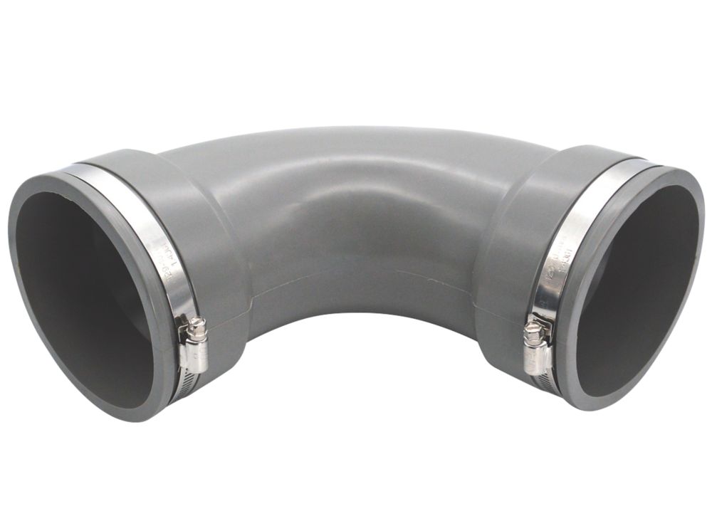 Image of FloPlast Push-Fit 90Â° Double Socket Bend Grey 105-110mm 