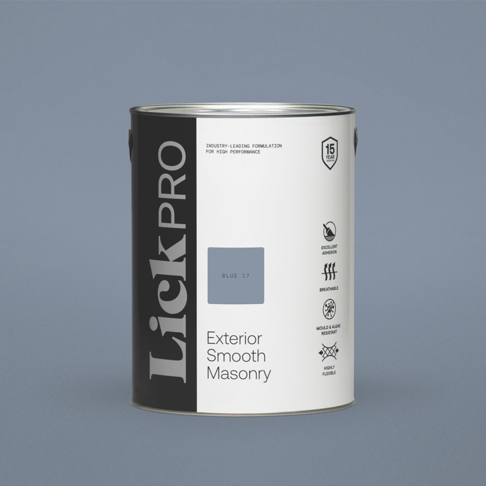 Image of LickPro Exterior Smooth Masonry Paint Blue 17 5Ltr 