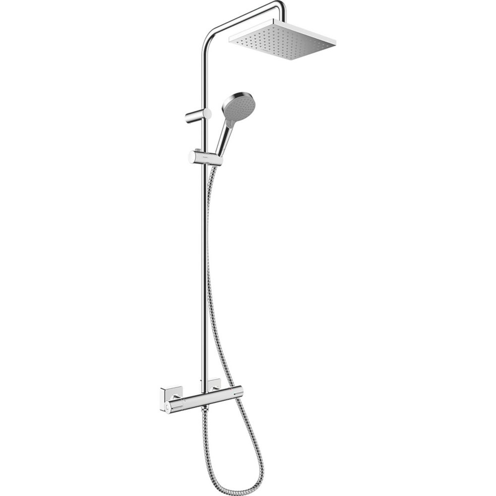 Image of Hansgrohe Vernis Shape Showerpipe 230 Shower System with Shower Thermostatic Mixer Modern Design Chrome 