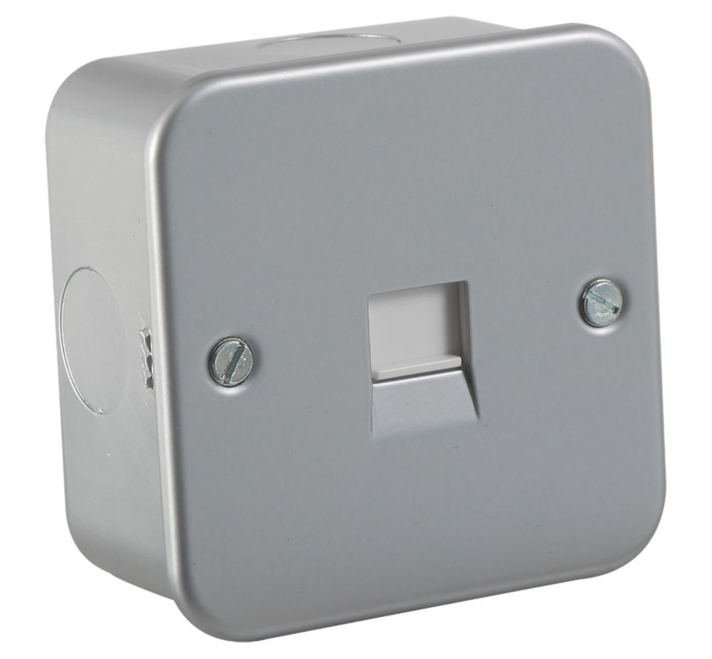 Image of Knightsbridge Metal Clad Telephone Extension Socket Grey with White Inserts 