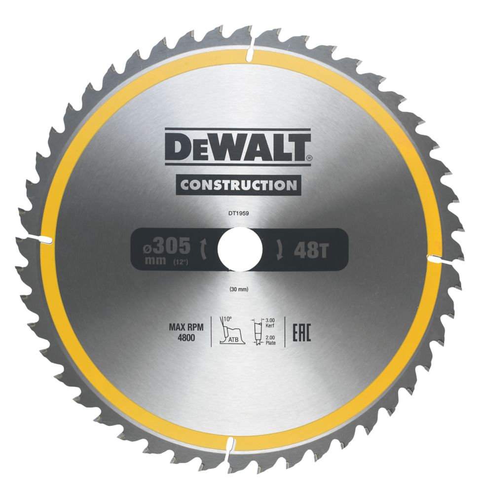 Image of DeWalt Wood Circular Saw Blade 305mm x 30mm 48T 