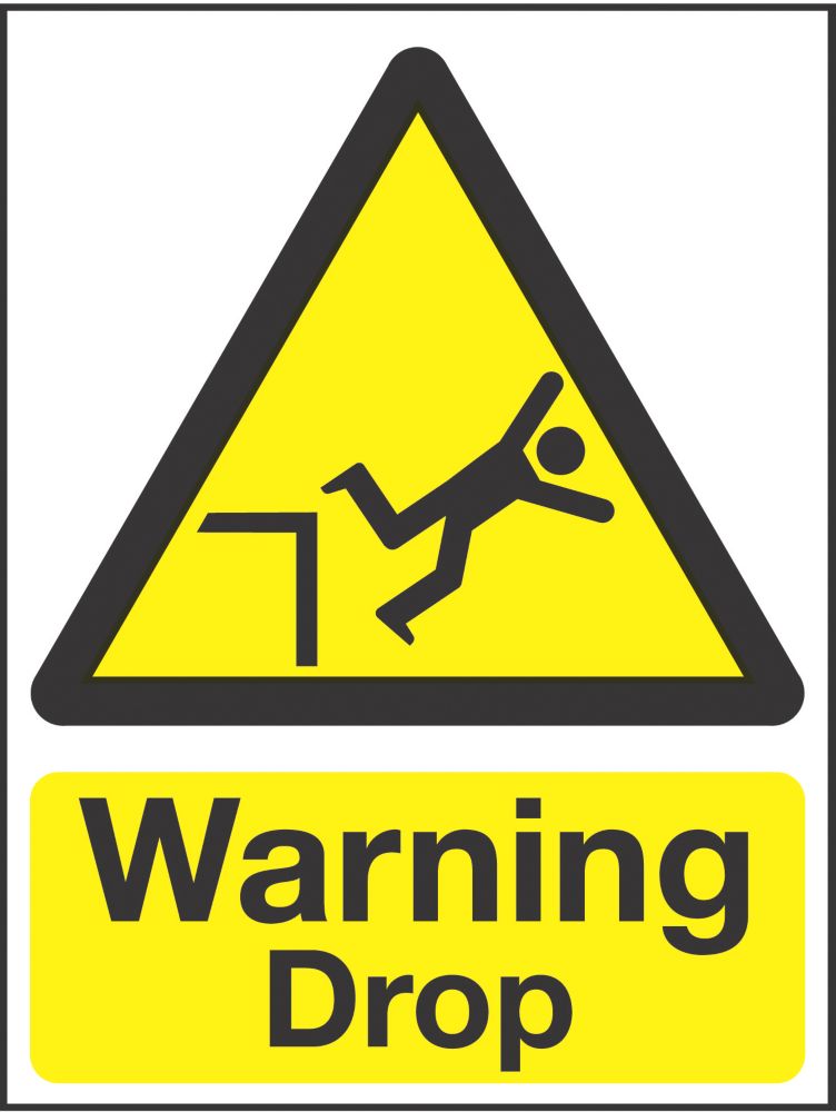 Image of "Warning Drop" Sign 200mm x 150mm 