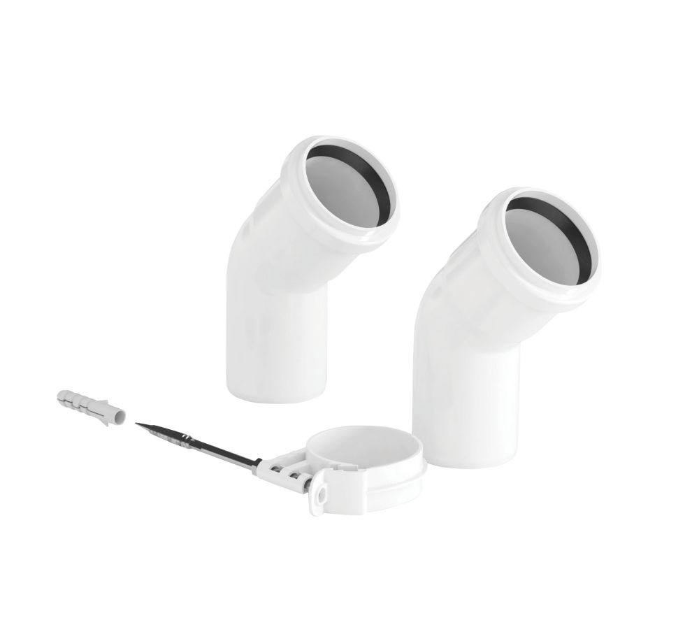 Image of Vaillant Flue Elbow White 45Â° 2 Pack 