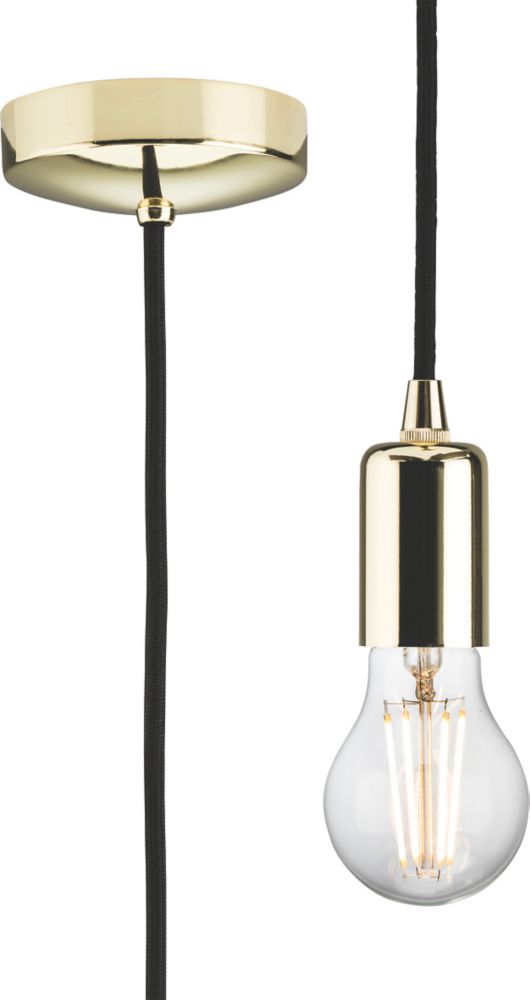 Image of Knightsbridge Contemporary Long Pendant Polished Brass 
