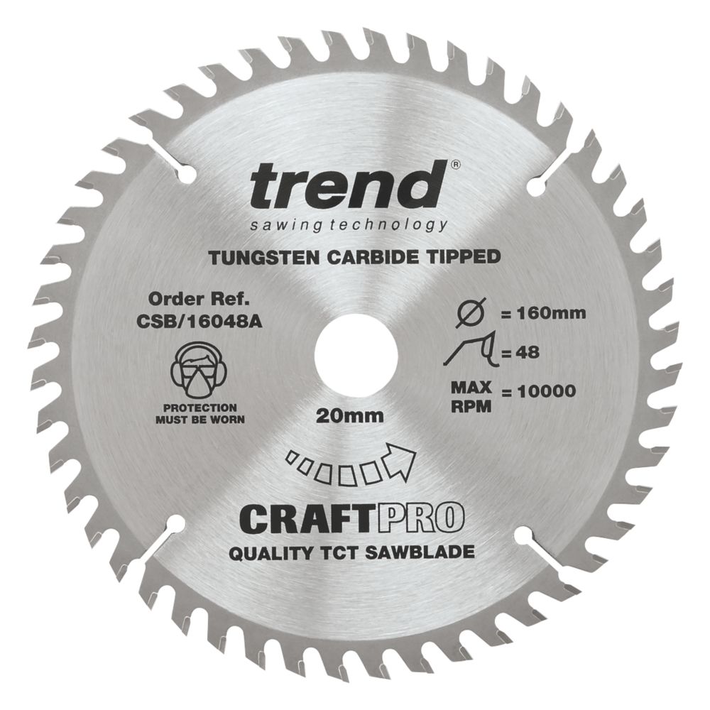 Image of Trend CraftPo CSB/16048A Wood Plunge Saw Blade 160mm x 20mm 48T 