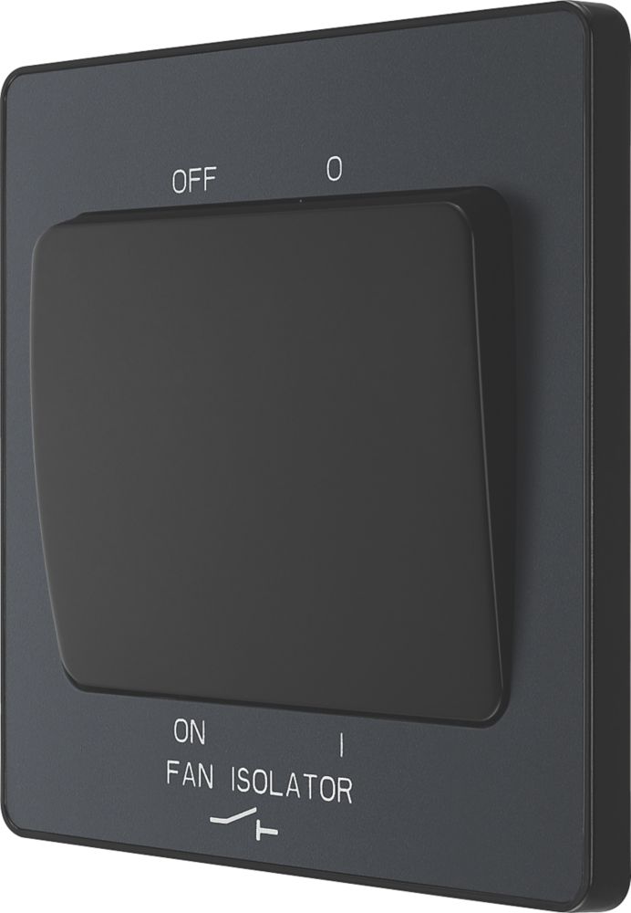 Image of British General Evolve 10A 1-Gang 3-Pole Fan Isolator Switch Grey with Black Inserts 