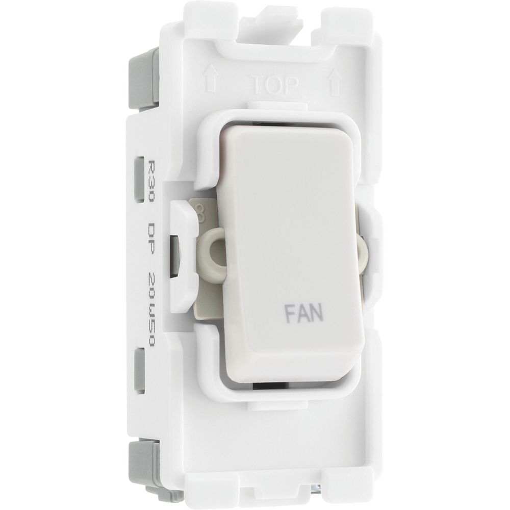 Image of British General Nexus Grid 20A Grid DP 'Fan' Printed Switch White 