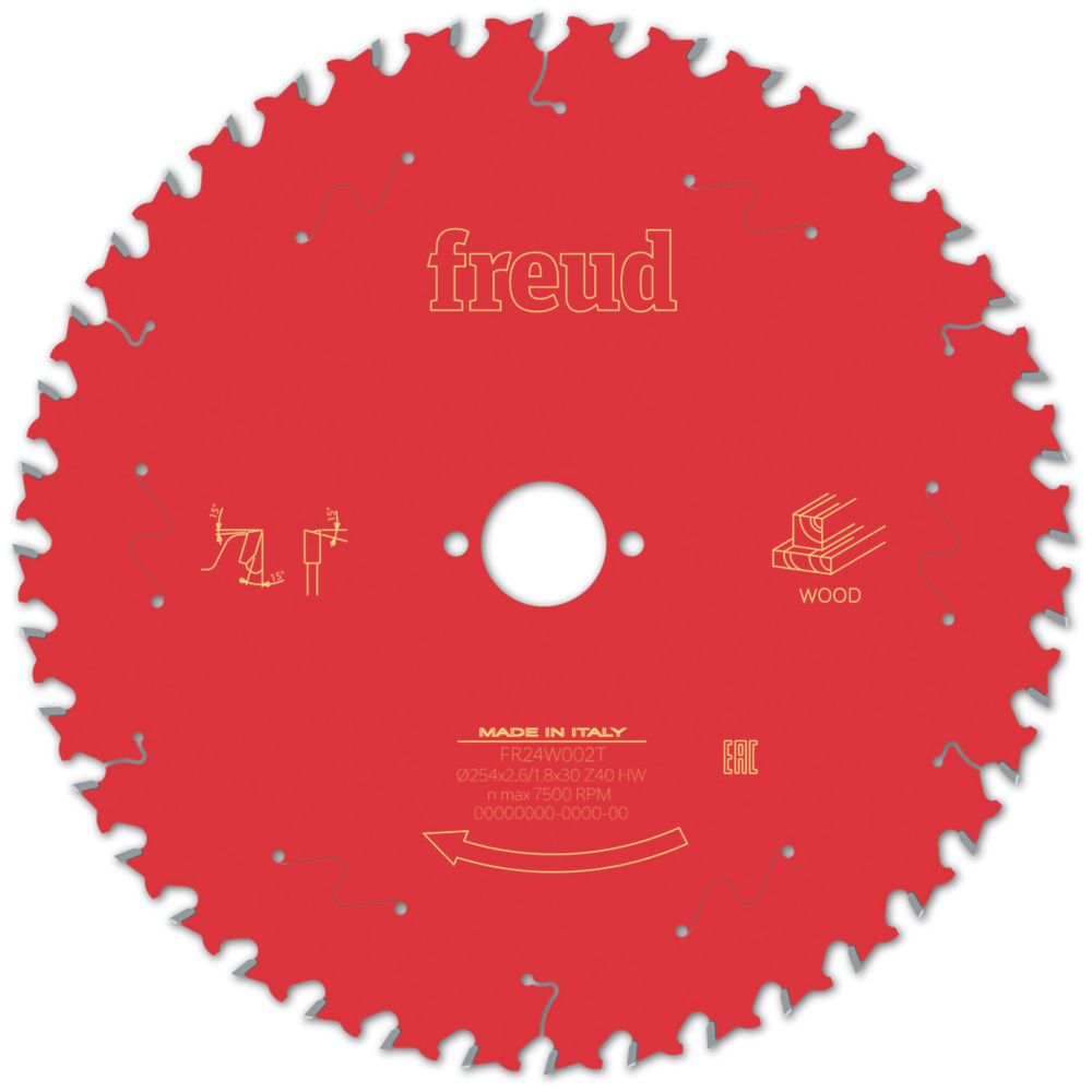 Image of Freud F03FS09779 Wood Circular Saw Blade 254mm x 30mm 40T 