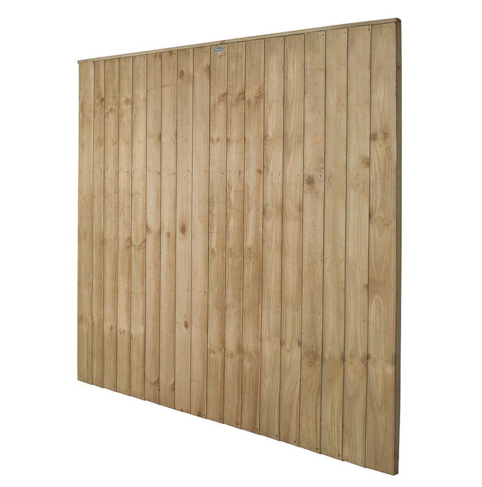 Image of Forest Vertical Board Closeboard Garden Fencing Panel Natural Timber 6' x 6' Pack of 5 