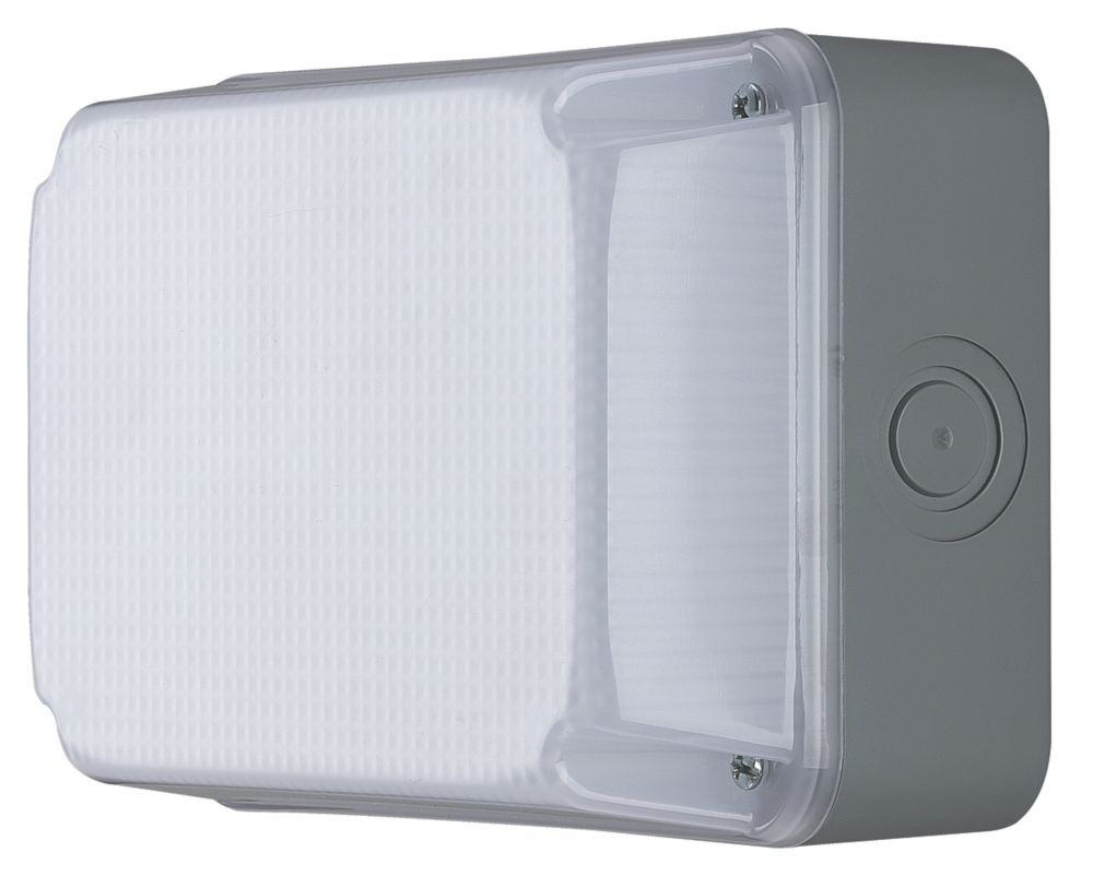 Image of Luceco Storm Outdoor Rectangular LED Bulkhead With Microwave Sensor Grey 7.5W 750lm 