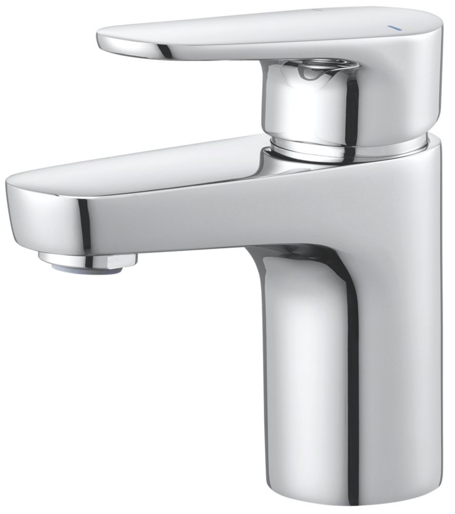 Image of Swirl Caldew Mini Basin Mono Mixer with Clicker Waste Silver 