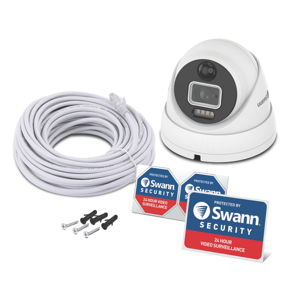 Image of Swann Pro Enforcer SWNHD-1200D-EU White Wired 12MP Indoor & Outdoor Dome Add-On Camera for Swann NVR CCTV Kit 