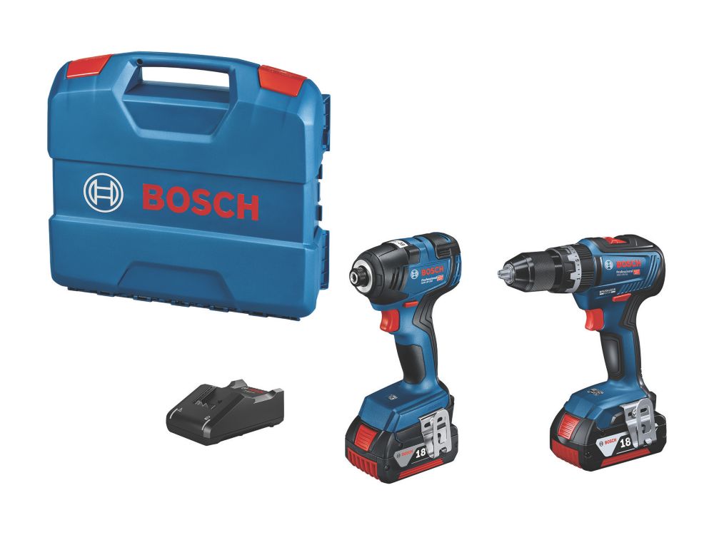 Image of Bosch 06019J2171 18V 2 x 4.0Ah Li-Ion Coolpack Brushless Cordless Power Tool Twin Pack 