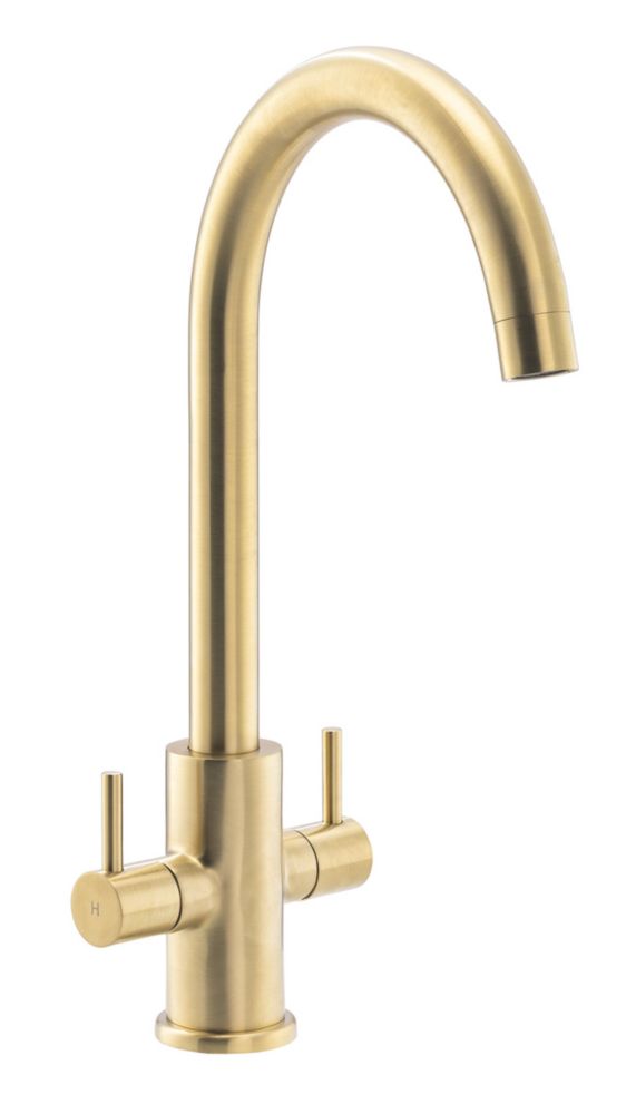 Image of Streame by Abode Marido Swan Dual Lever Mono Mixer Brushed Brass 