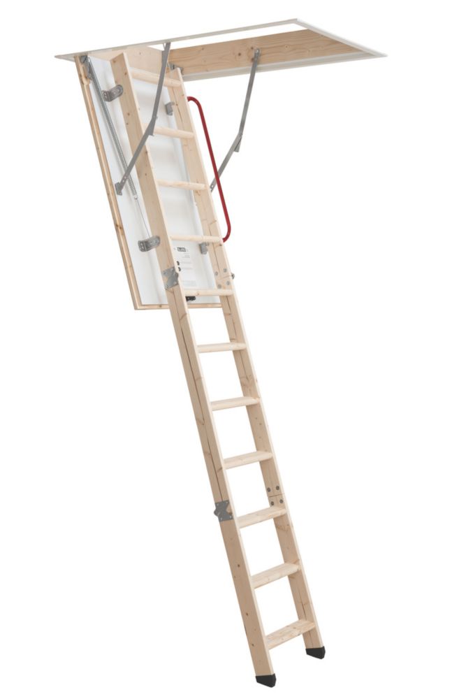 Image of Werner Eco S Line 3-Sections Insulated Timber Loft Ladder 2.85m 