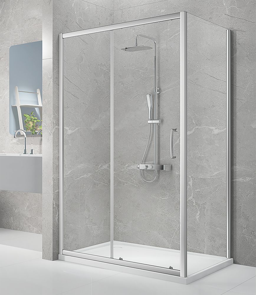 Image of Triton Neo Eight Framed Rectangular Sliding Door Shower Enclosure Reversible Chrome 1000mm x 760mm x 1900mm 