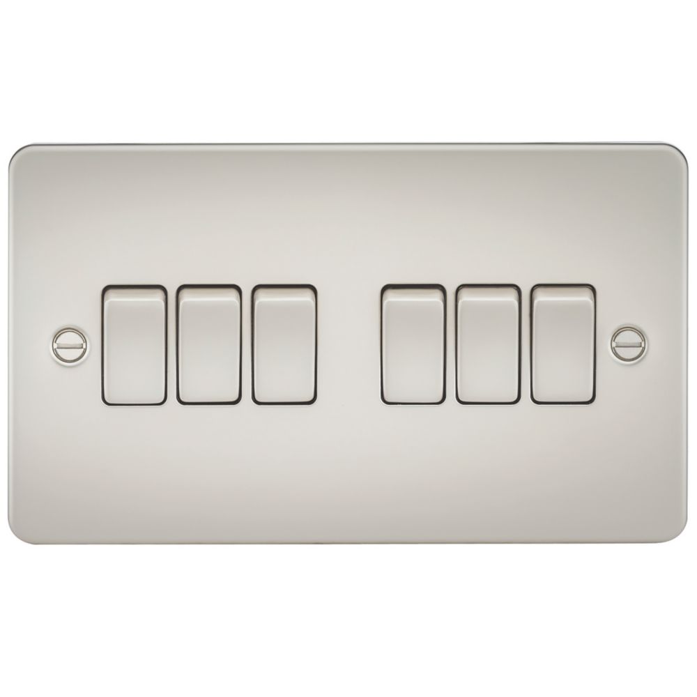 Image of Knightsbridge 10AX 6-Gang 2-Way Light Switch Pearl 