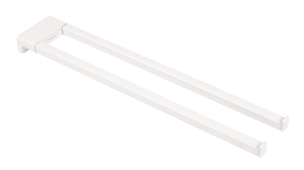 Image of Hansgrohe AddStoris Twin-Handle Towel Holder Matt White 80mm x 445mm x 32mm 