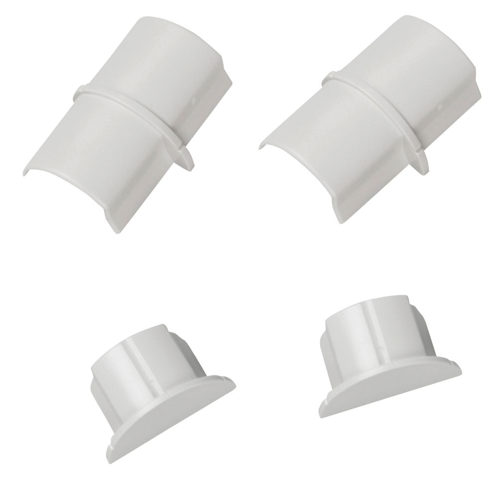 Image of D-Line Plastic White Connector & End Cap Pack 4 Pcs 