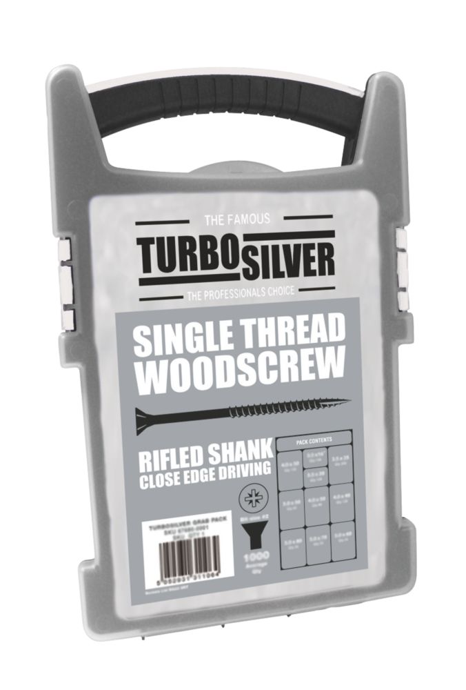 Image of Turbo Silver PZ Double-Countersunk Woodscrews Grab Pack 1000 Pcs 